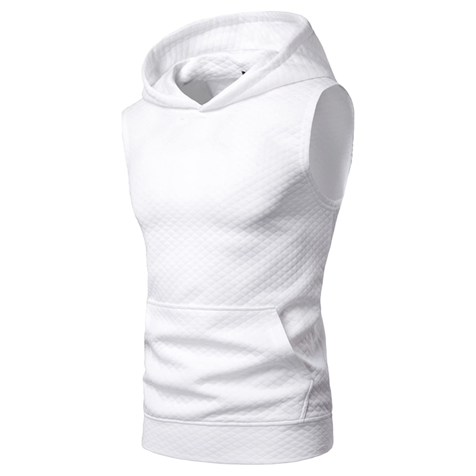 Men's Hooded Tank Tops - Sleeveless Muscle Tee Shirts for Bodybuilding & Yoga | Lightweight Waffle Plaid Design with Pocket | Gym, Workout & Casual Wear
