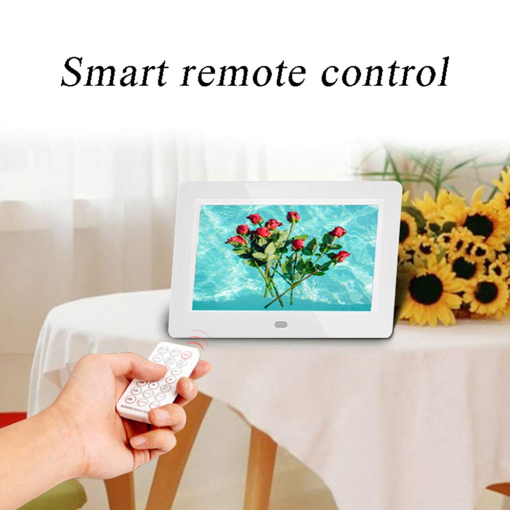 7 Inch Digital Photo Frame - 1024x600 HD IPS Screen, Electronic Picture Frame with Music/Video/Calendar/Clock - Remote Control & SD/MMC Card Support - Perfect for Home, Office, and Gift Giving