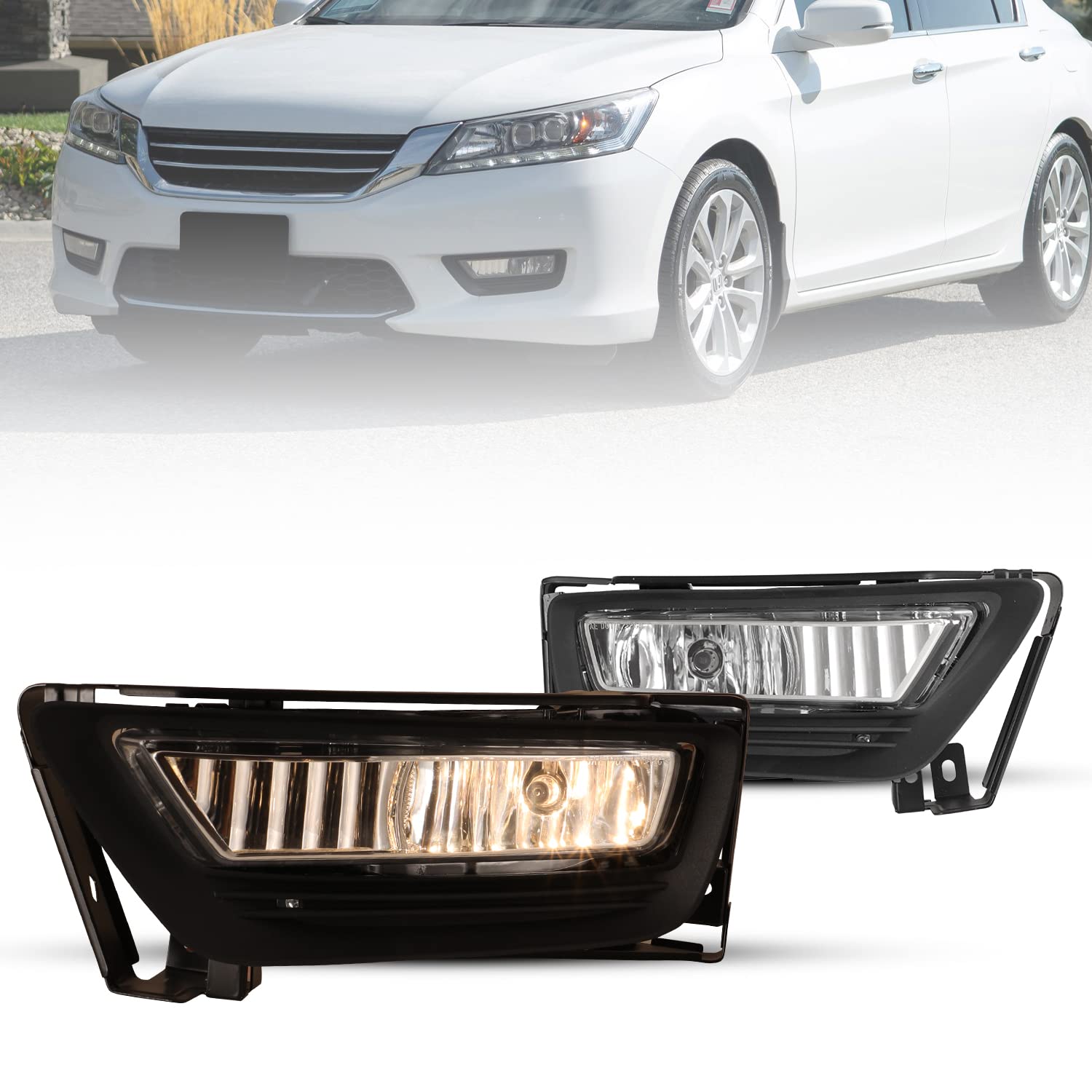 CPW Fog Lights Compatible with 2013-2015 Honda Accord Sedan - Clear Lens Fog Light Kit with Wiring Harness & Switch - Perfect for Night Driving and Foggy Conditions