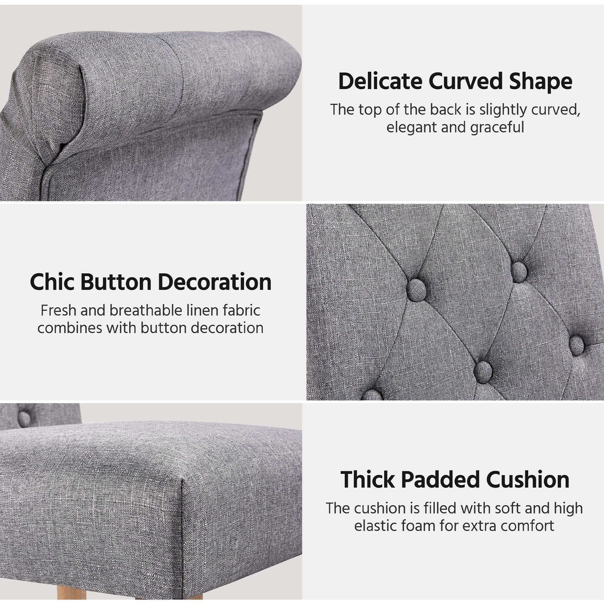 Yaheetech Set of 2 Dark Gray Fabric Upholstered Dining Chairs - Button Tufted High Back Kitchen Chairs with Solid Wood Legs for Home, Restaurant & Dining Room | Perfect for Modern Kitchens, Cozy Breakfast Nooks & Elegant Dining Spaces