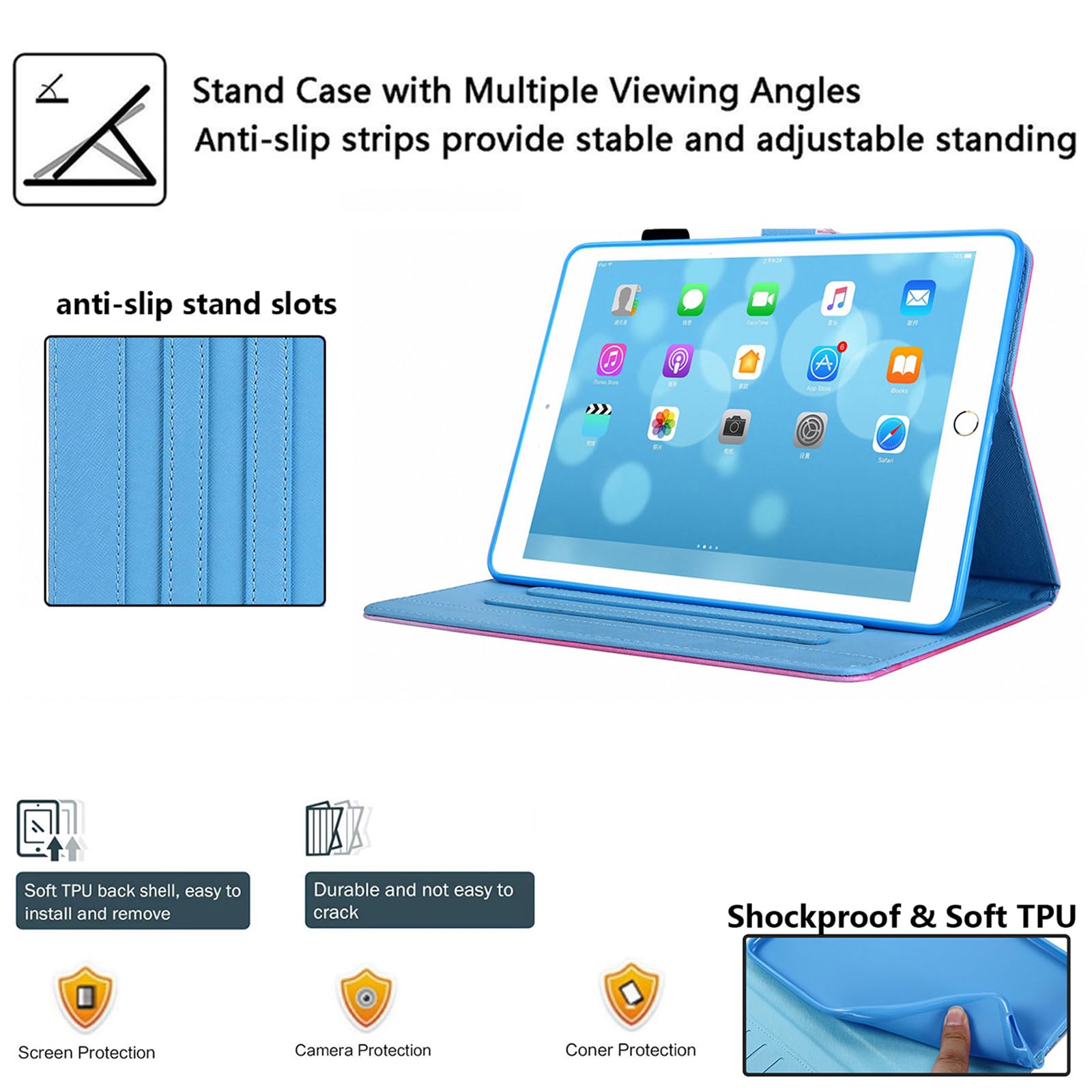 Premium iPad Case 10.2 inch for iPad 9th/8th/7th Gen (2021/2020/2019) & iPad Air 3 10.5 inch & iPad Pro 10.5 2017 - Smart Stand Cover with Pencil Holder, Auto Wake/Sleep, Cute Panda Design - Perfect for Work, School & Travel Protection