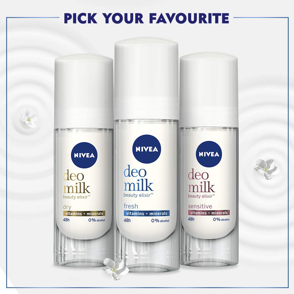 Nivea Deodorant for Women - Fresh Milk Scent Roll-On, 40ml | Long-Lasting Protection & Gentle Care | Perfect for Daily Use, Workouts & Active Lifestyles