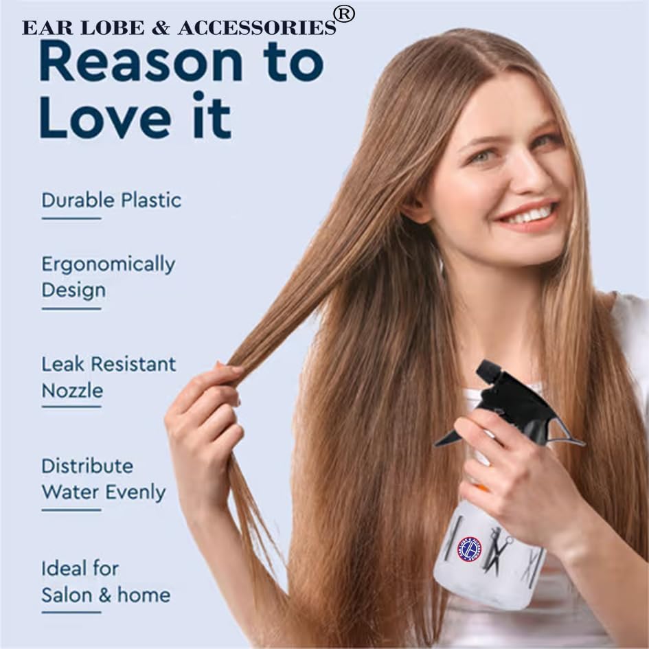 250ml Plastic Hair Spray Bottle for Ear Lobe & Hair Accessories - Perfect for Salon, Travel & DIY Hair Styling