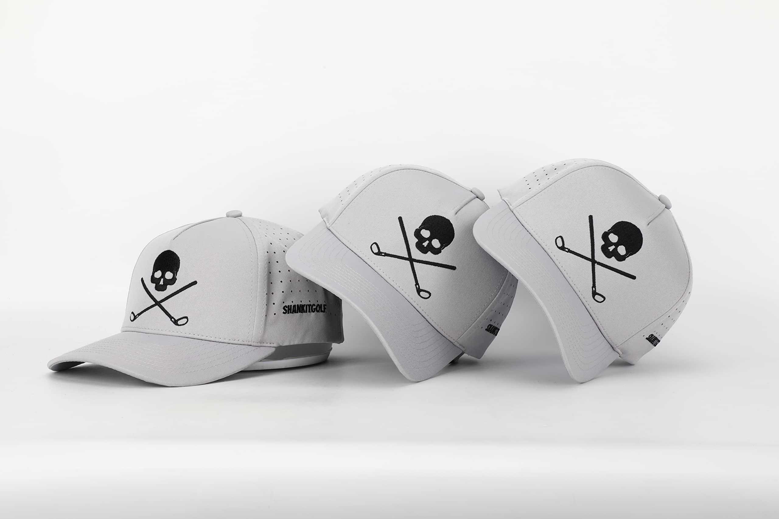 SHANKITGOLF Skull Print Adjustable Snapback Golf Hat - 95% Polyester 5% Spandex Stretch Fit - One Size Fits Most - Perfect for Golfing, Driving Range & Casual Wear