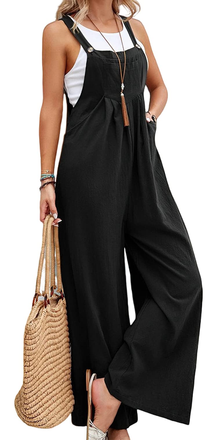 Loveimgs Women's Summer Sleeveless Denim Overalls - Wide Leg Jumpsuit with Pockets | Casual Outfit for Beach, Travel & Streetwear Fashion