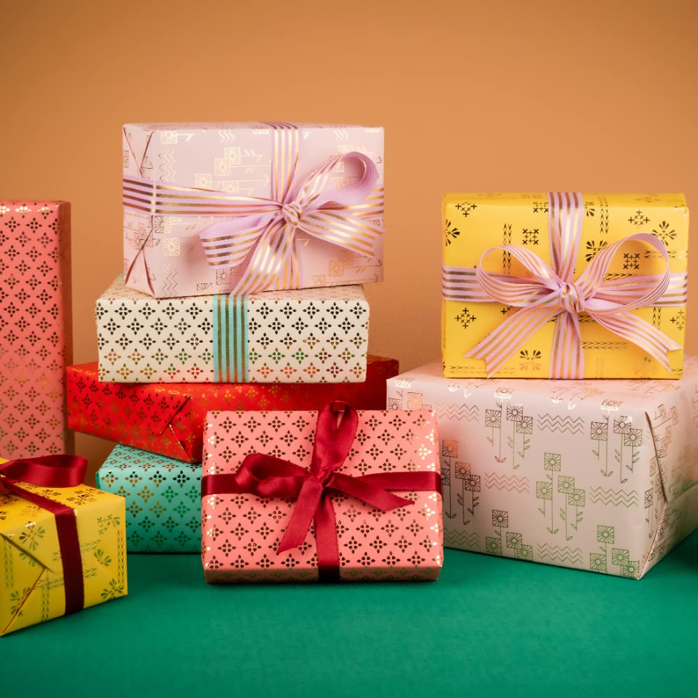 Birch & Co. Premium Gift Wrapping Paper Set - 6 Assorted Designs for Birthday, Christmas & Holiday Presents - Elegant Gift Wrap Rolls & Sheets for All Occasions