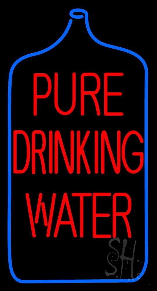 Pure Drinking Water LED Neon Sign 24x13 Inches - Black Square Cut Acrylic Backing with Dimmer - Bright Premium Indoor LED Light for Home Bar, Cafe, Restaurant, Office Decor