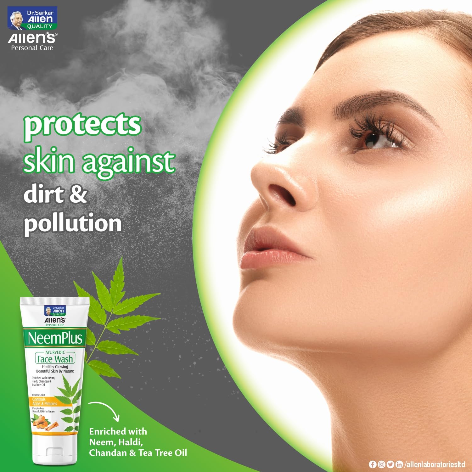 NeemPlus Ayurvedic Face Wash (100ml X 2) - Natural Acne Treatment & Skin Cleanser for Oily & Sensitive Skin | Gentle Daily Face Wash to Remove Dirt, Pollution & Impurities | Perfect for Morning & Night Skincare Routine