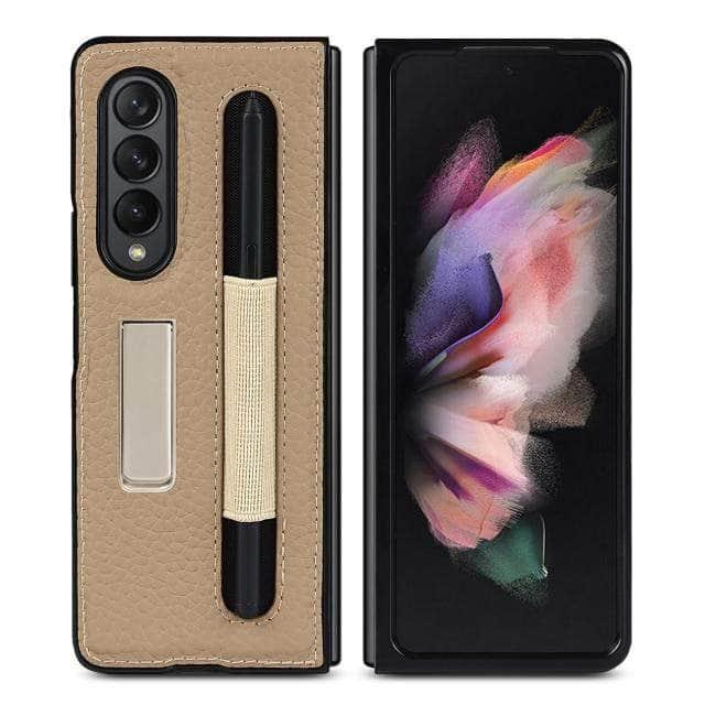 Premium Galaxy Z Fold 3 5G Wallet Case with Card Slots & Kickstand - Slim Protective Cover for Samsung Foldable Phone (Perfect for Business Travel & Daily Use)