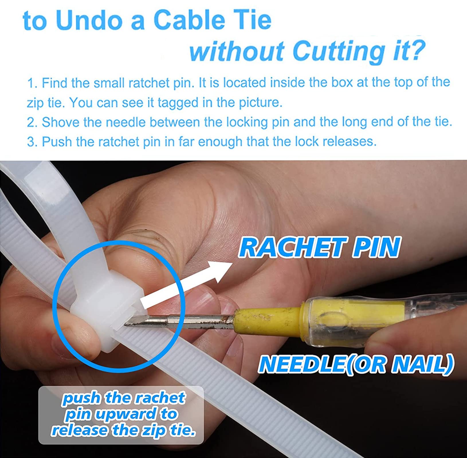 Heavy Duty 18-Inch White Cable Ties - 60 Pack with 120 lbs Tensile Strength for Outdoor, Electrical, and Industrial Use - Secure Wires, Bundles, and Pipes