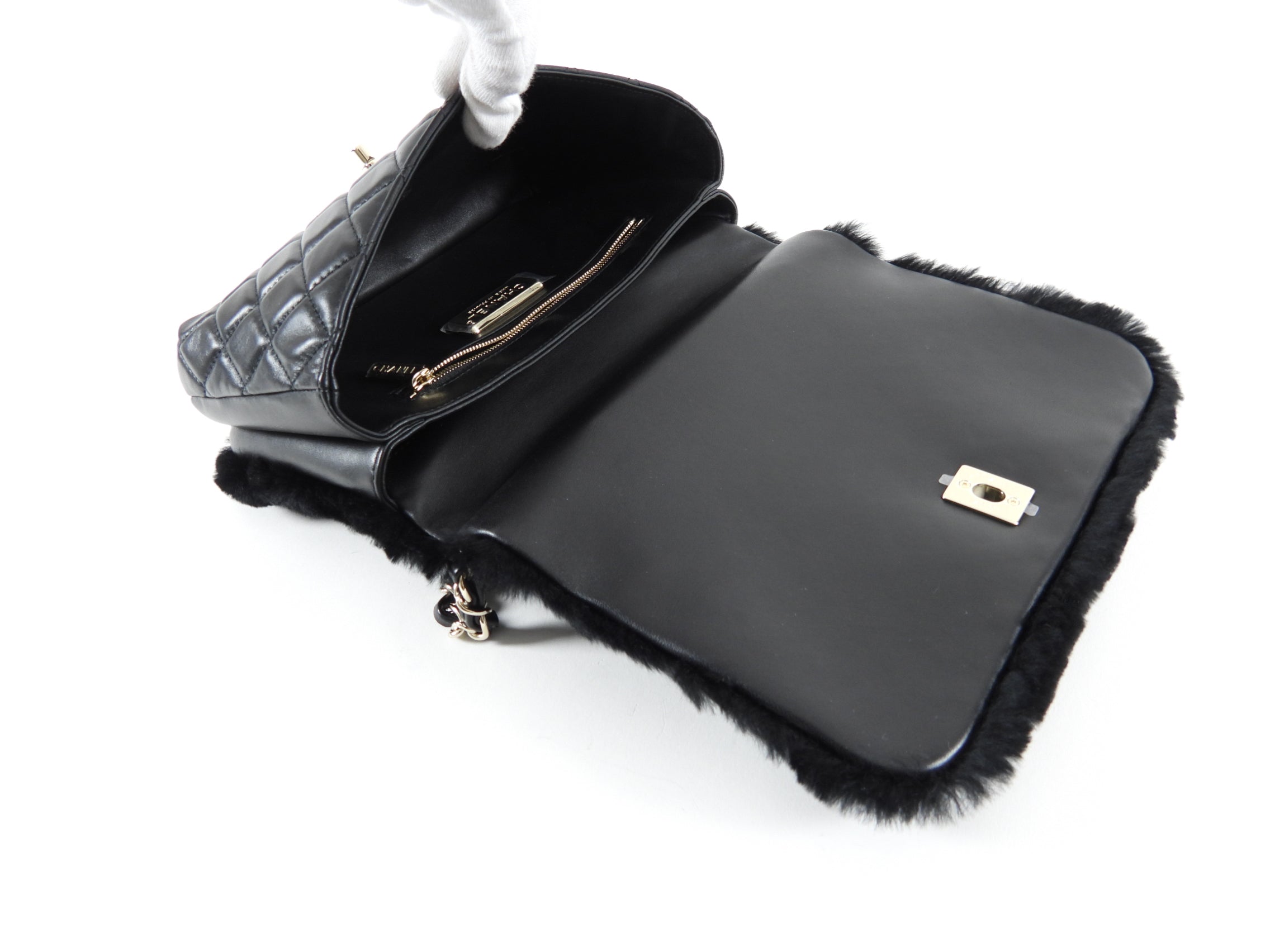 Chanel 17A Black Oryalg Top Handle Flap Bag with Chain Strap - Luxury Designer Handbag for Women, Perfect for Evening Parties & Special Occasions