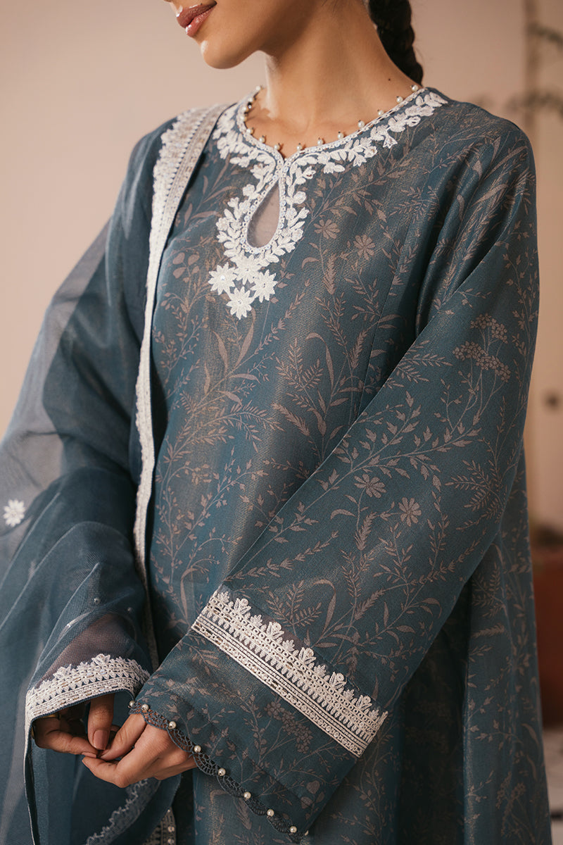 Midnight Sky 2-Piece Set (Shirt & Dupatta) - Elegant Ethnic Outfit for Women, Party Wear, Festive Occasions, and Special Events