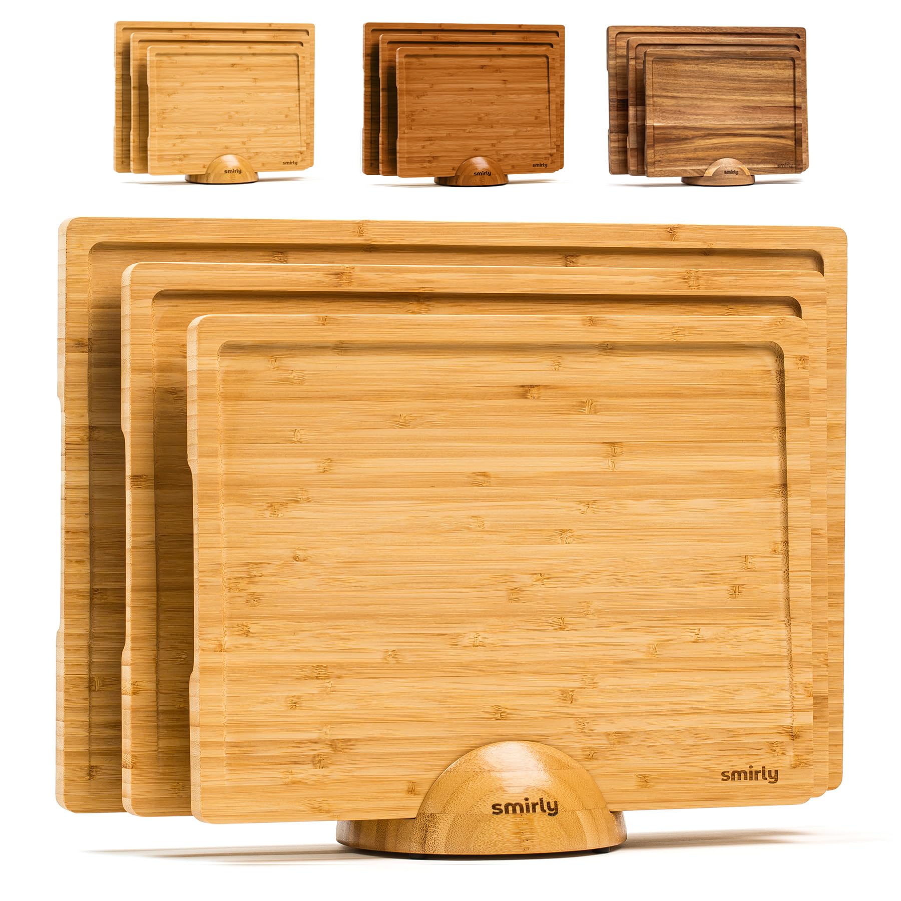 Premium Bamboo Cutting Board Set with Holder - Wooden Chopping Boards for Kitchen Meal Prep, Charcuterie & Serving | Durable Wood Cutting Boards for Home Cooking, Entertaining & Professional Chefs