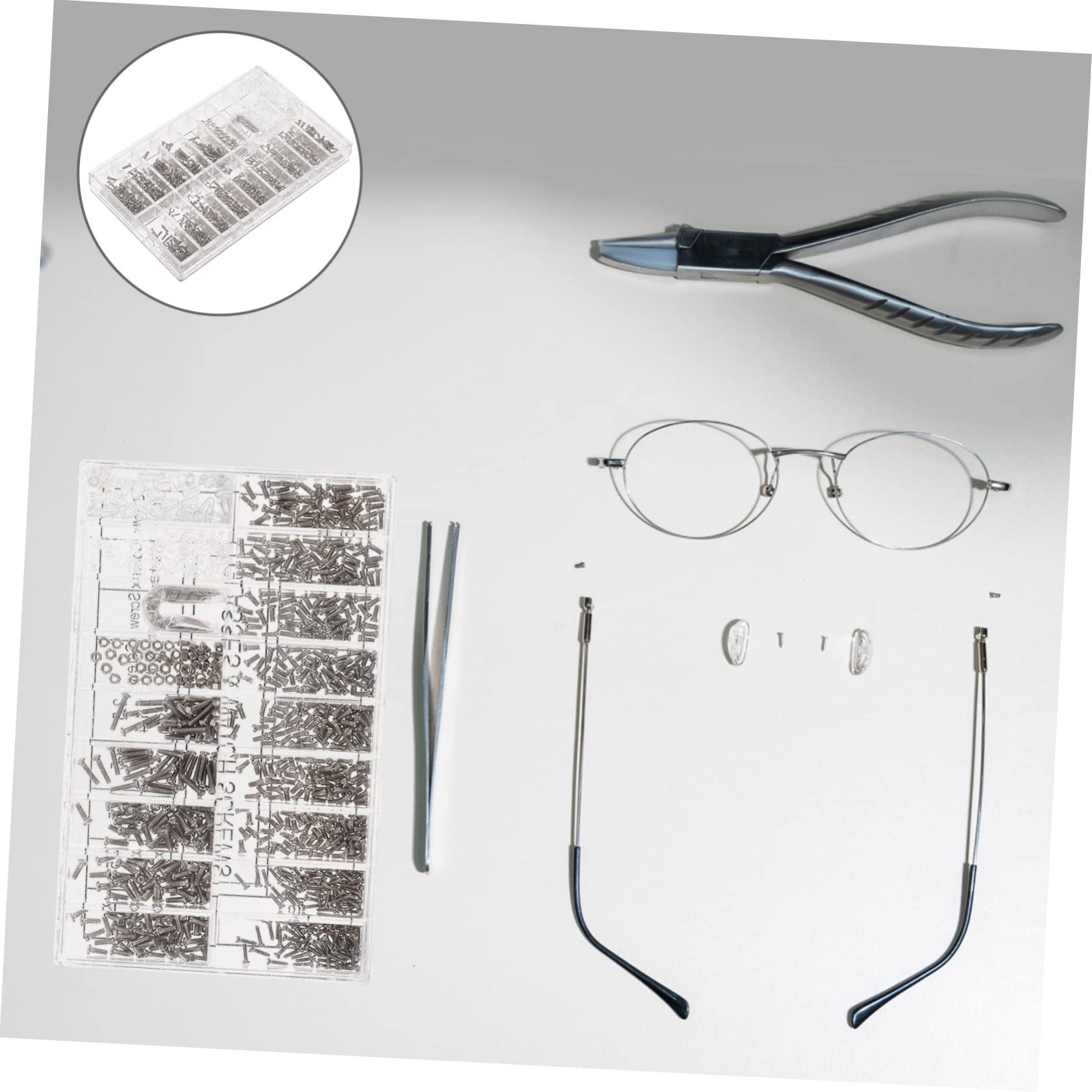 Gogogmee 1 Set Premium Glasses Screw Repair Kit - Replacement Screws & Tools for Eyeglass Frame Fixing - Includes Various Sizes for Men, Women & Kids - Perfect for Home, Office & Travel Eyewear Maintenance