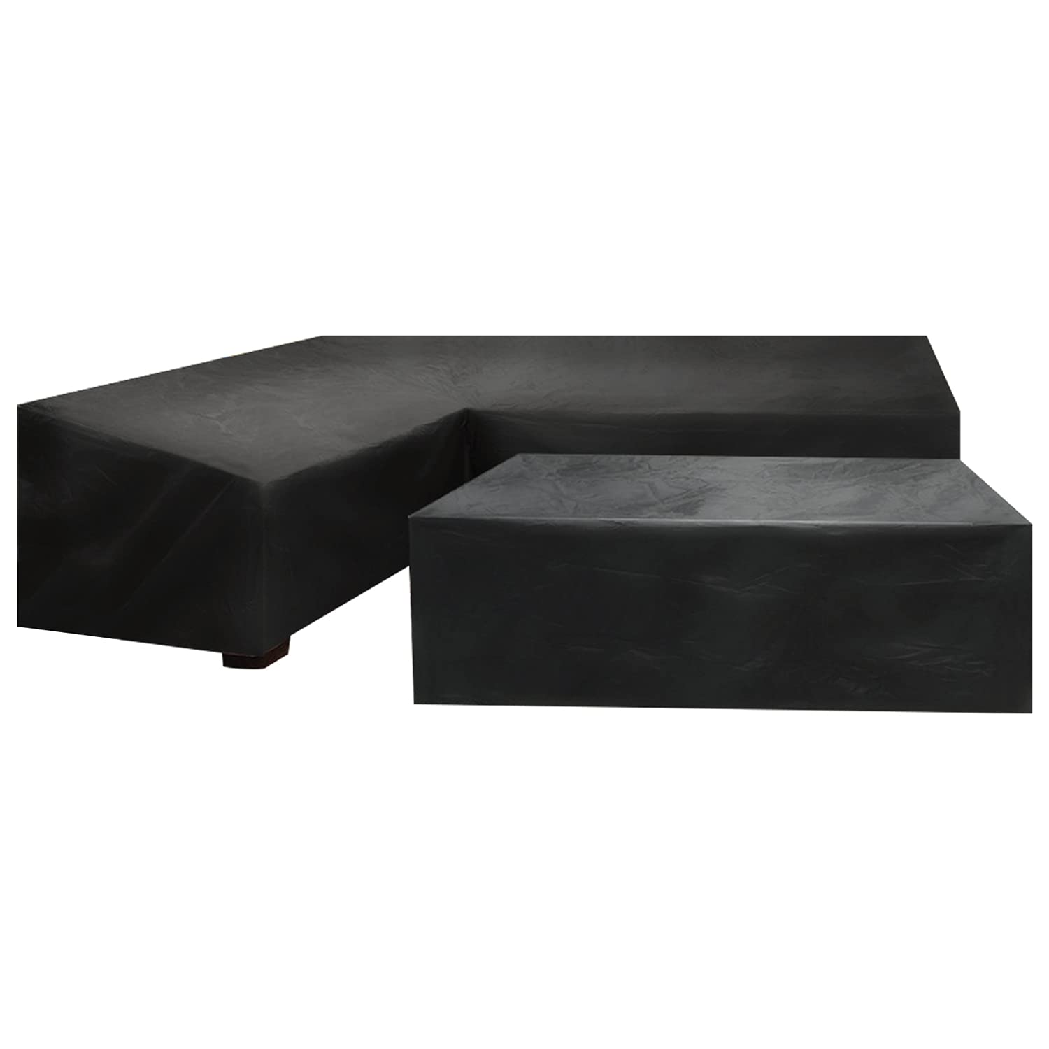 ZYXFYY Waterproof Outdoor Furniture Covers - 210D Oxford Fabric Patio Sofa & Garden Table Protector (300x300x98cm + 155x95x68cm, Black) - Weatherproof Covers for Patio, Deck, Balcony & Backyard Furniture