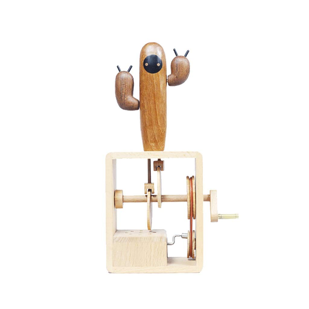 ZANZAN Hand Crank Wooden Music Box - Cactus Design Mini Musical Gift Box Plays Sky City Melody | Unique Birthday Present for Men & Women | Perfect for Home Decor, Wedding Favors, and Anniversary Gifts