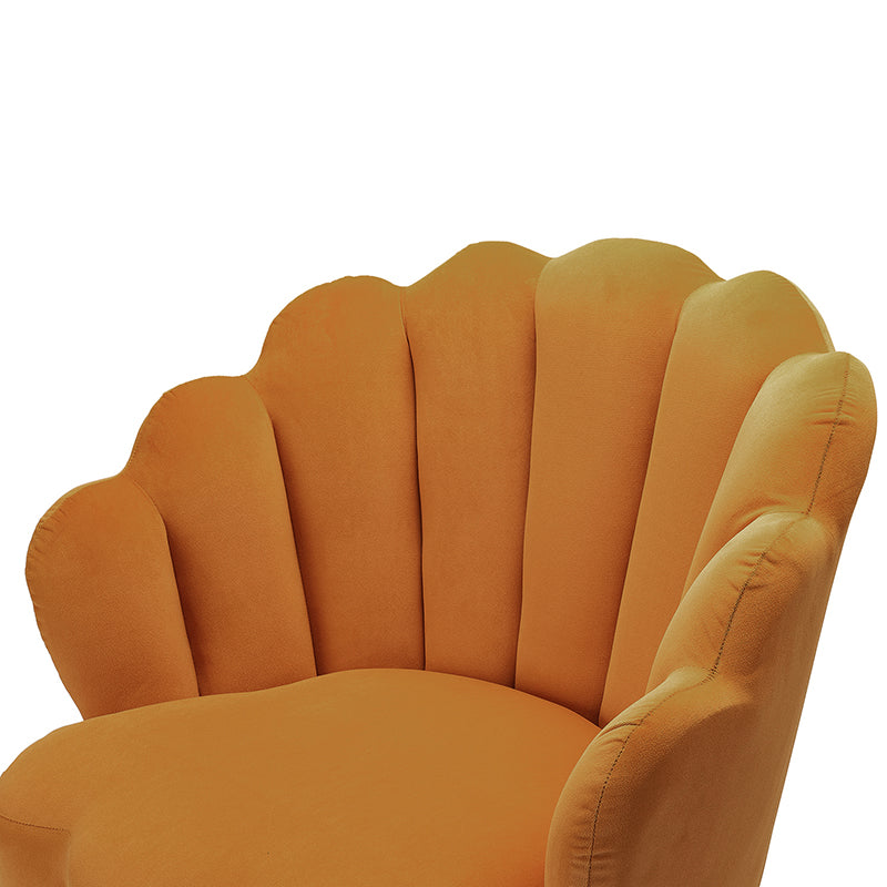 Ariel Scalloped Velvet Armchair - Luxurious Velvet Upholstered Accent Chair for Living Room, Bedroom & Office - Elegant Home Decor Furniture for Comfortable Seating