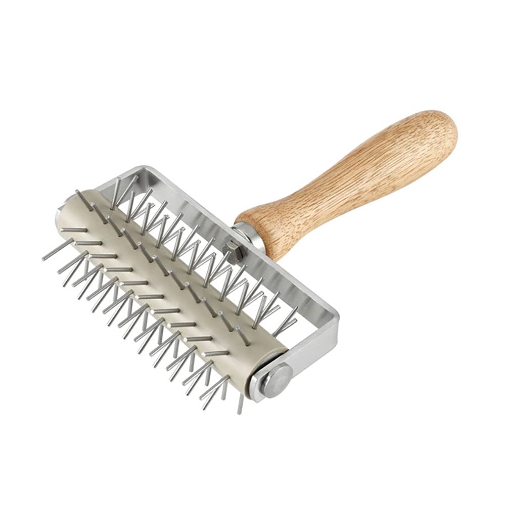Stainless Steel Pizza Dough Roller with Wooden Handle - Professional Dough Docker Tool for Pizza, Cookie, Cake, Pie & Bread Making | Perfect for Home Bakers & Commercial Kitchens