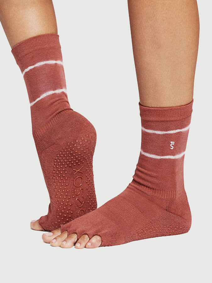 ToeSox Crew Half Toe Women's Non-Slip Yoga Socks with Grip - Perfect for Yoga, Pilates, Barre & Home Workouts