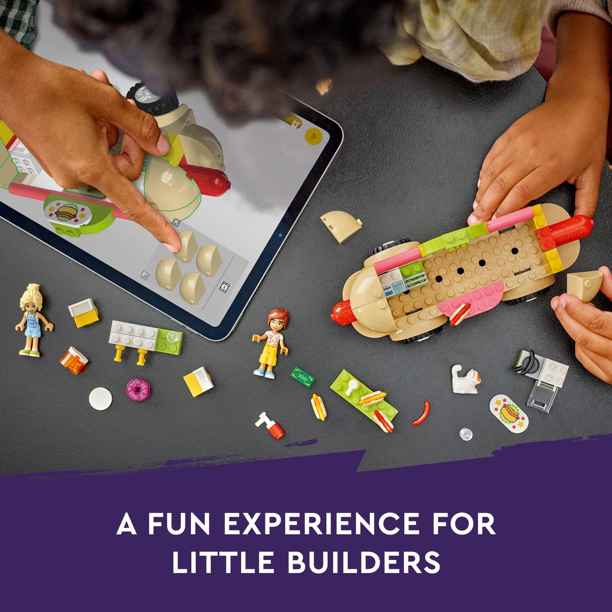 LEGO Friends Hot Dog Food Truck Toy Set with Mini Dolls & Cat Figure - Pretend Play Vehicle for Kids Ages 4+ (Model 42633) | Creative Building Kit for Girls & Boys | Birthday Gift Idea for Pretend Restaurant Play & Imaginative Fun