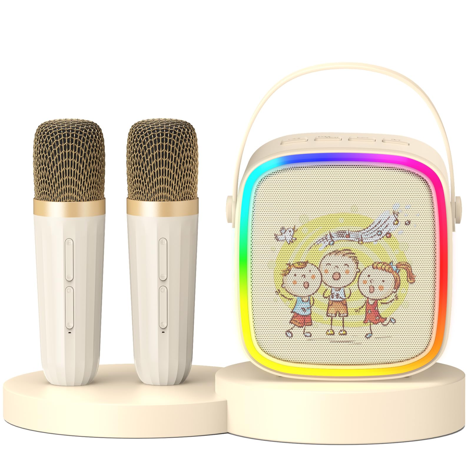 Portable Mini Karaoke Machine for Kids with 2 Wireless Microphones & LED Lights - Home Party, Birthday & Christmas Gift for Boys Girls Teens - Perfect for Family Gatherings, Playdates & Holiday Celebrations