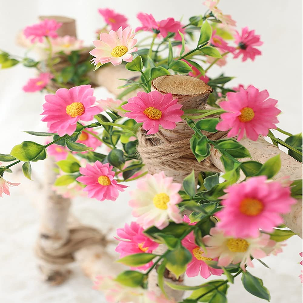Artificial Flower Rattan Hanging Vine Wreath - Purple Daisy Fake Plant for Indoor Outdoor Decor, Wall Fence & Hanging Baskets - Perfect for Home, Garden, Wedding & Party Decoration