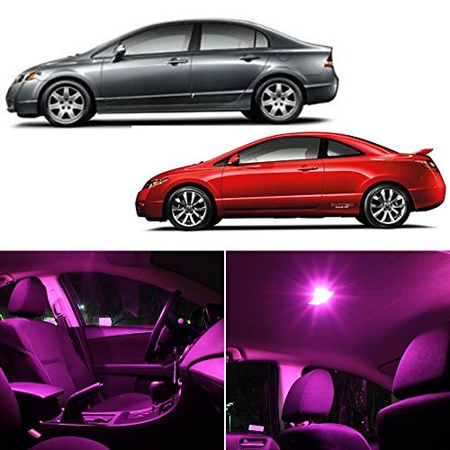 2006-2012 Honda Civic Interior LED Light Bulbs Kit - 6-Piece Pink Upgrade Accessories for Dome, Map & Trunk Lights | Enhance Night Visibility & Car Aesthetics