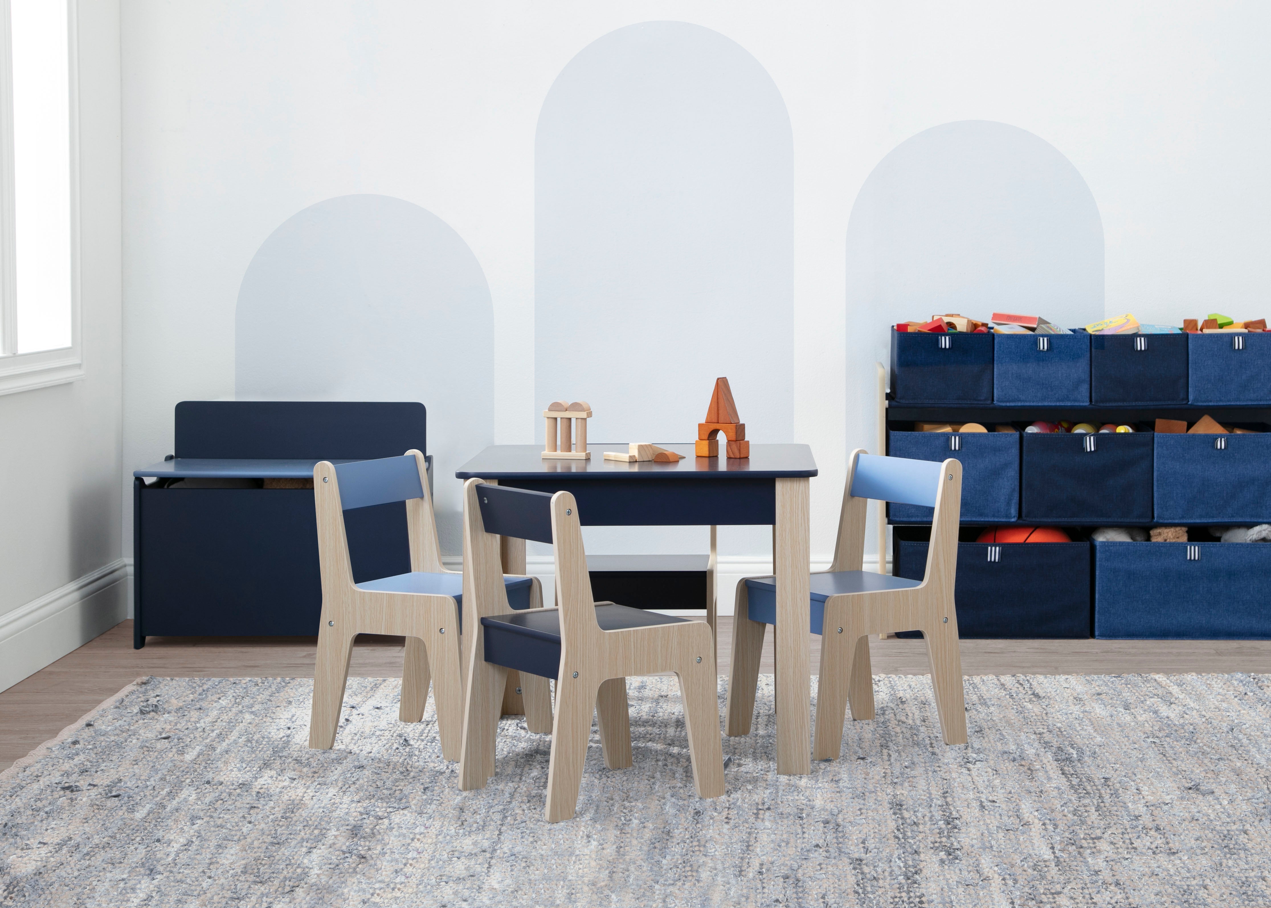 GapKids Table and 4 Chair Set - Wooden Kids Furniture for Dining, Studying & Play - Perfect for Playroom, Classroom or Children's Bedroom