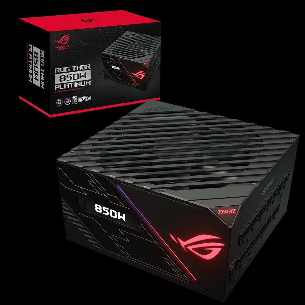 ASUS ROG THOR 850W 80+ Platinum Certified Fully Modular Power Supply with OLED Display - 10 Year Warranty - Perfect for Gaming PCs, High-End Workstations & Content Creation Rigs