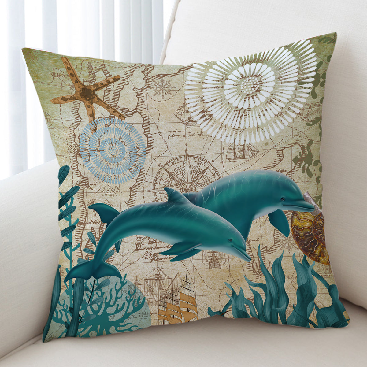 Cute Dolphin Love Pillow Cover - Soft Decorative Throw Pillow Case for Bedroom, Sofa & Nursery - Perfect for Home Decor, Gifts & Coastal Theme Rooms