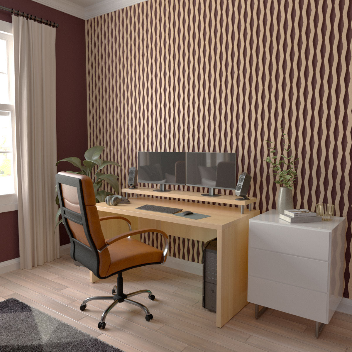 Eastport Adjustable Wood Slat Wall Kit - DIY Modern Acoustic Panel for Home Office & Bedroom Decor - Easy Installation & Customizable Design