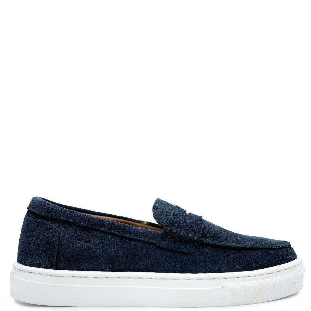 Porte Navy Suede Penny Loafers for Women - Comfortable Slip-On Dress Shoes for Work, Office & Casual Outfits
