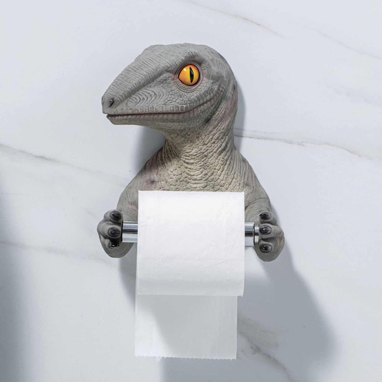 3D Creative Dinosaur Toilet Paper Holder - Bathroom Storage Organizer for Tissue Rolls & Towels - Gray Dinosaur-Shaped Tissue Box - Perfect for Kids' Bathroom, Dinosaur Themed Decor & Unique Home Accessories