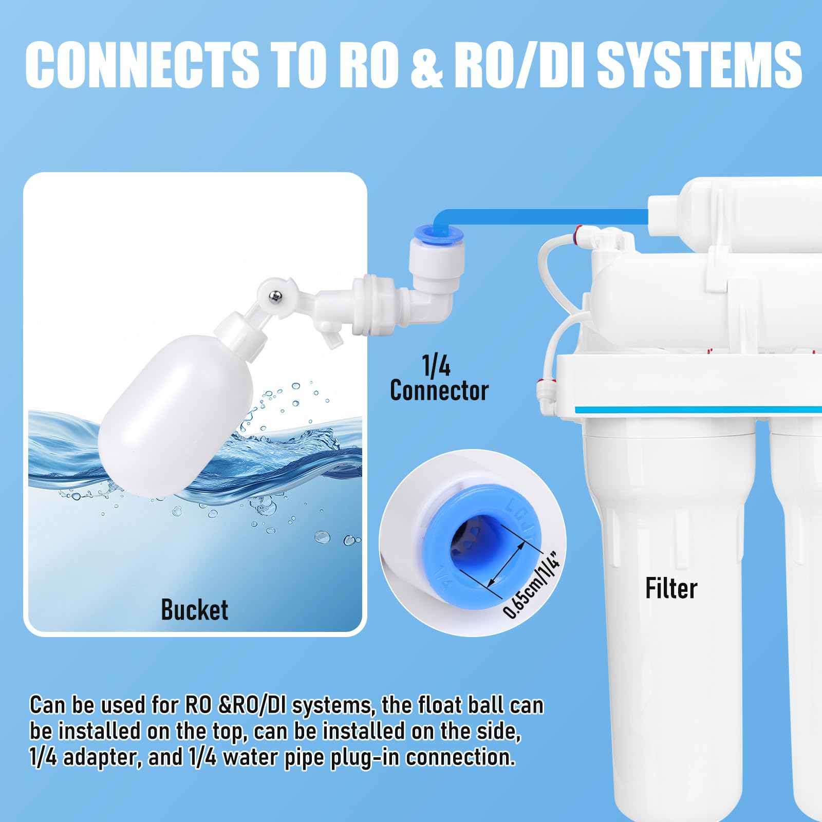 1/4 Inch Adjustable Plastic Float Valve for RO Water Reverse Osmosis System, Water Filter, Hydroponics, Aquariums, Coffee Maker & Ice Maker – Perfect for Water Purification, Home Brewing & Aquarium Maintenance