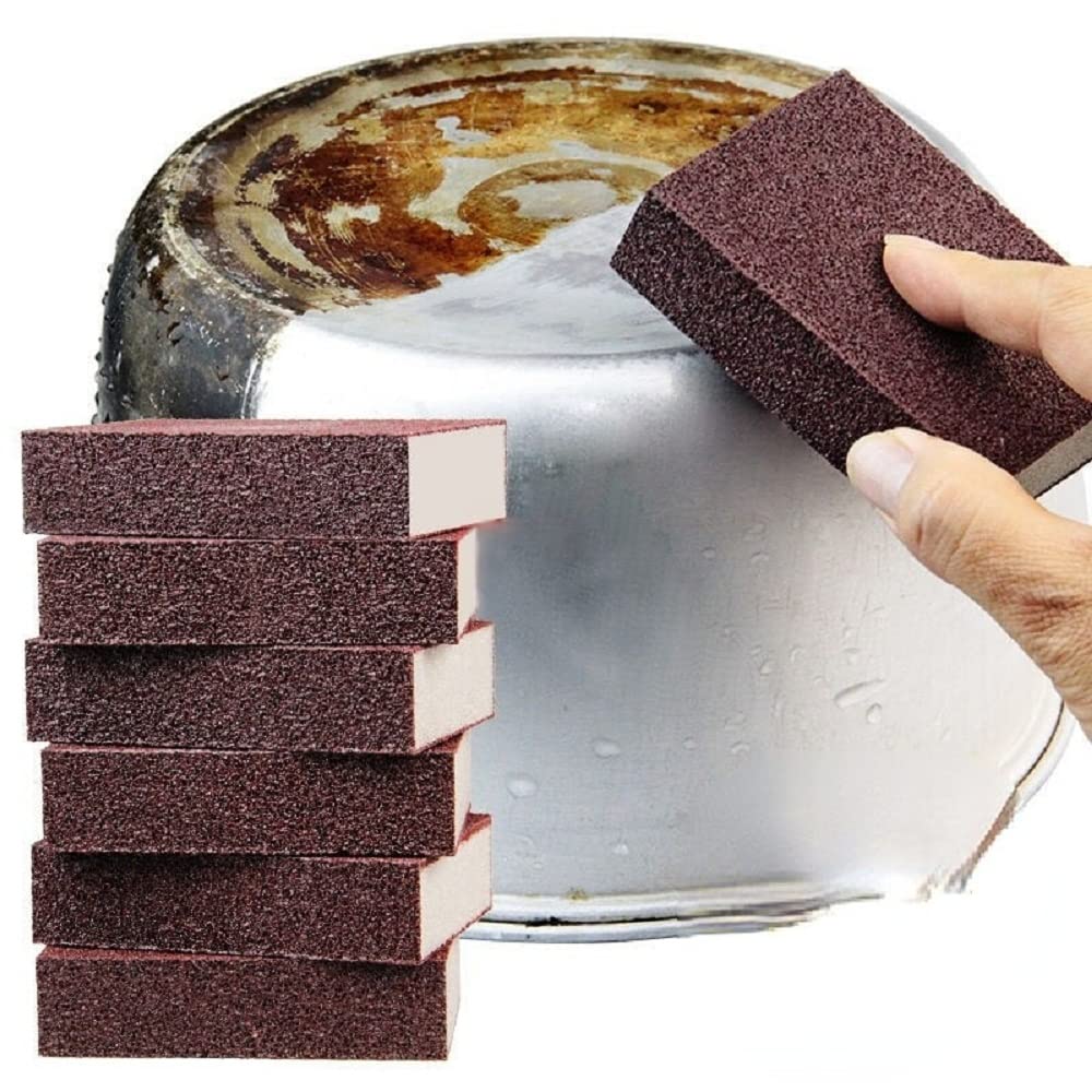 Magic Eraser Sponge with Emery Cleaning Brush - Silicon Carbide Scouring Pad for Stove Top, Pots & Pans - Heavy Duty Kitchen Cleaning Tool (1 Pack) - Perfect for Removing Stubborn Stains, Grease & Burnt Food Residue