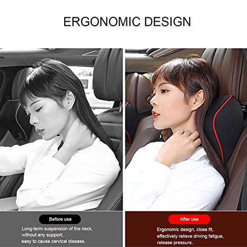 Car Neck Pillow with Memory Foam for Neck Pain Relief, Breathable Fabric Headrest Pillow, Suitable for Car, Home & Office Use (1 Pack) - Perfect for Long Drives, Work Breaks, and Relaxation