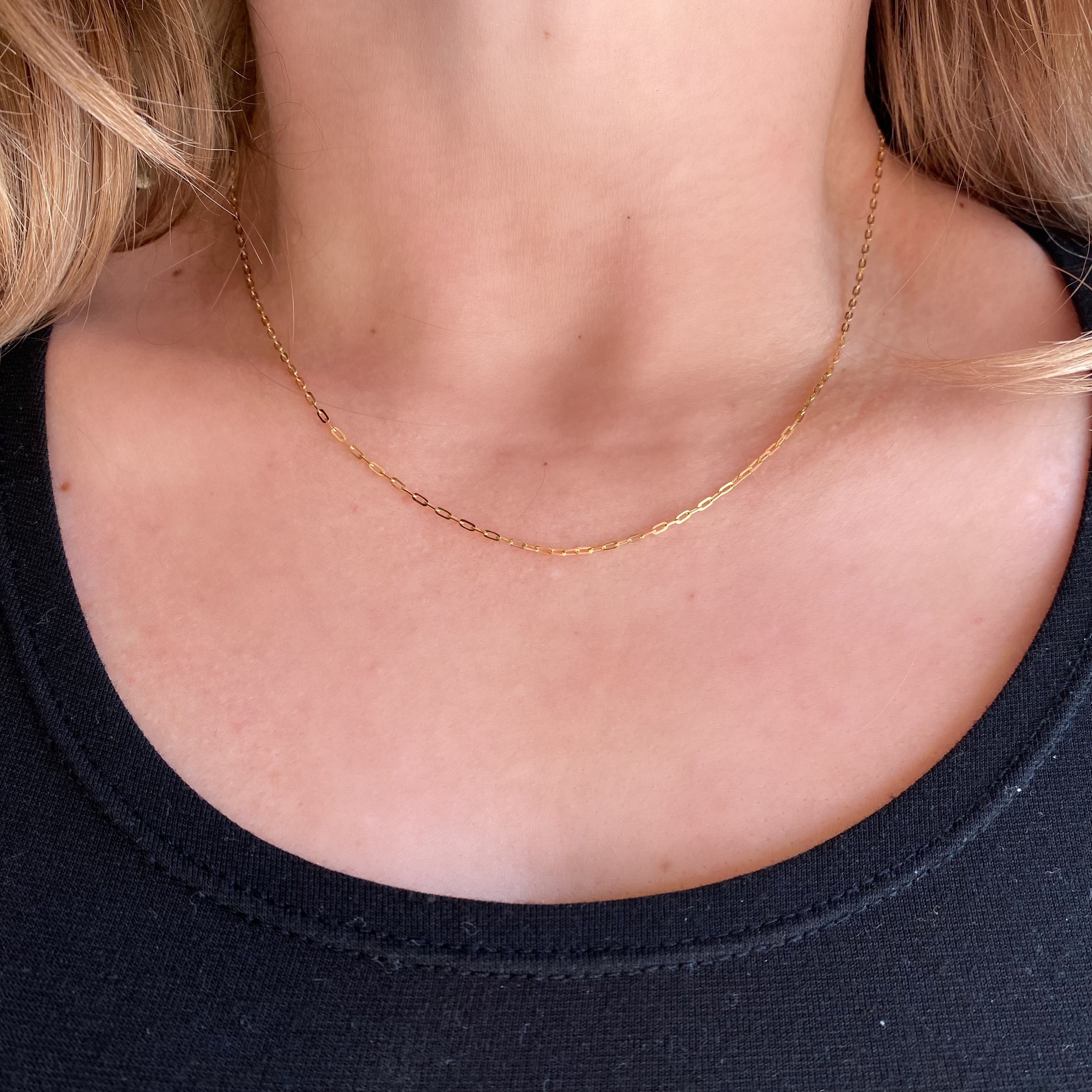 18K Solid Gold Cable Chain Necklace for Women - Dainty & Elegant Jewelry Gift for Her - Perfect for Everyday Wear, Layering & Special Occasions