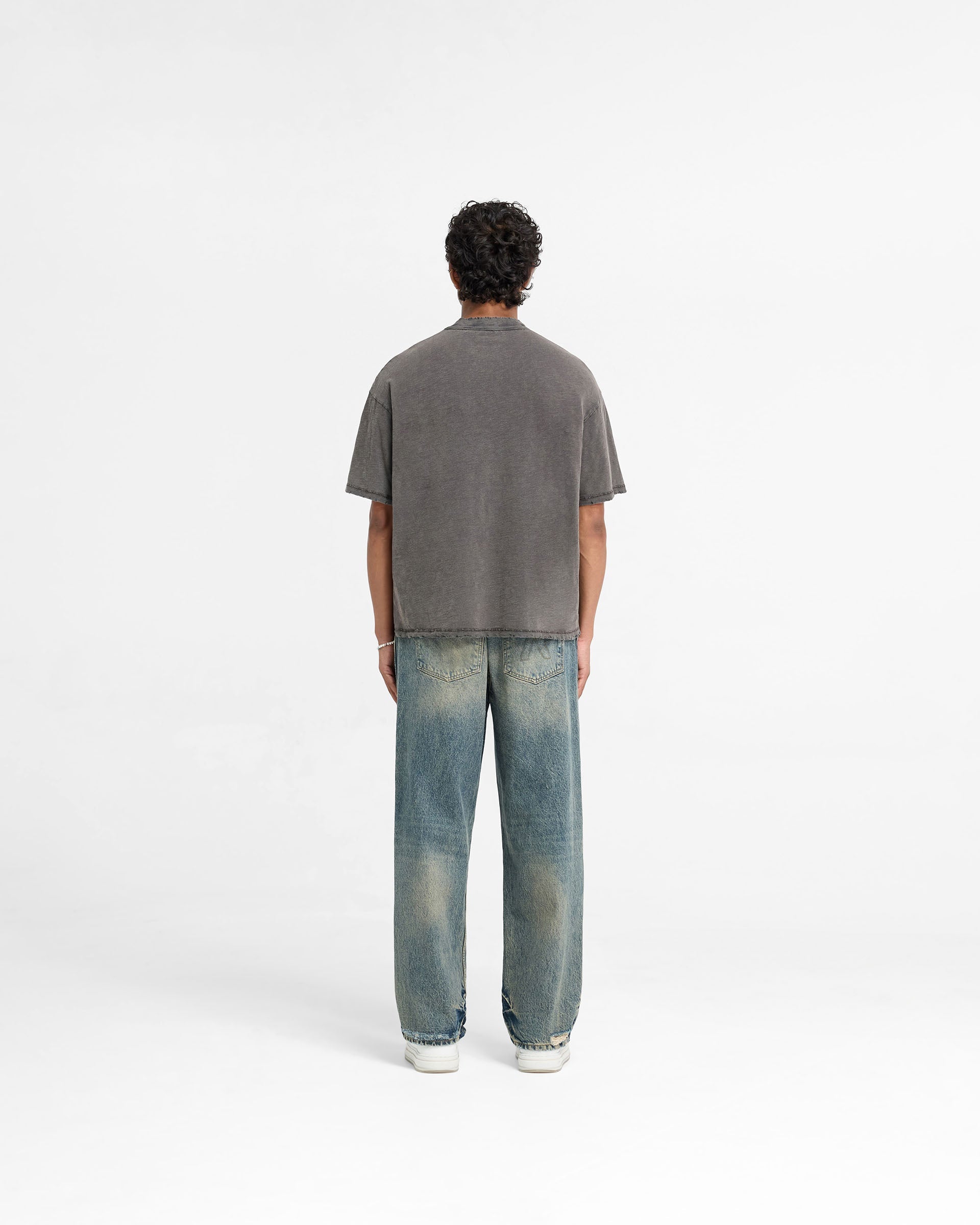 Vintage Slub Cotton T-Shirt for Men - Soft Distressed Grey Tee - Casual Wear, Street Style, Everyday Outfit