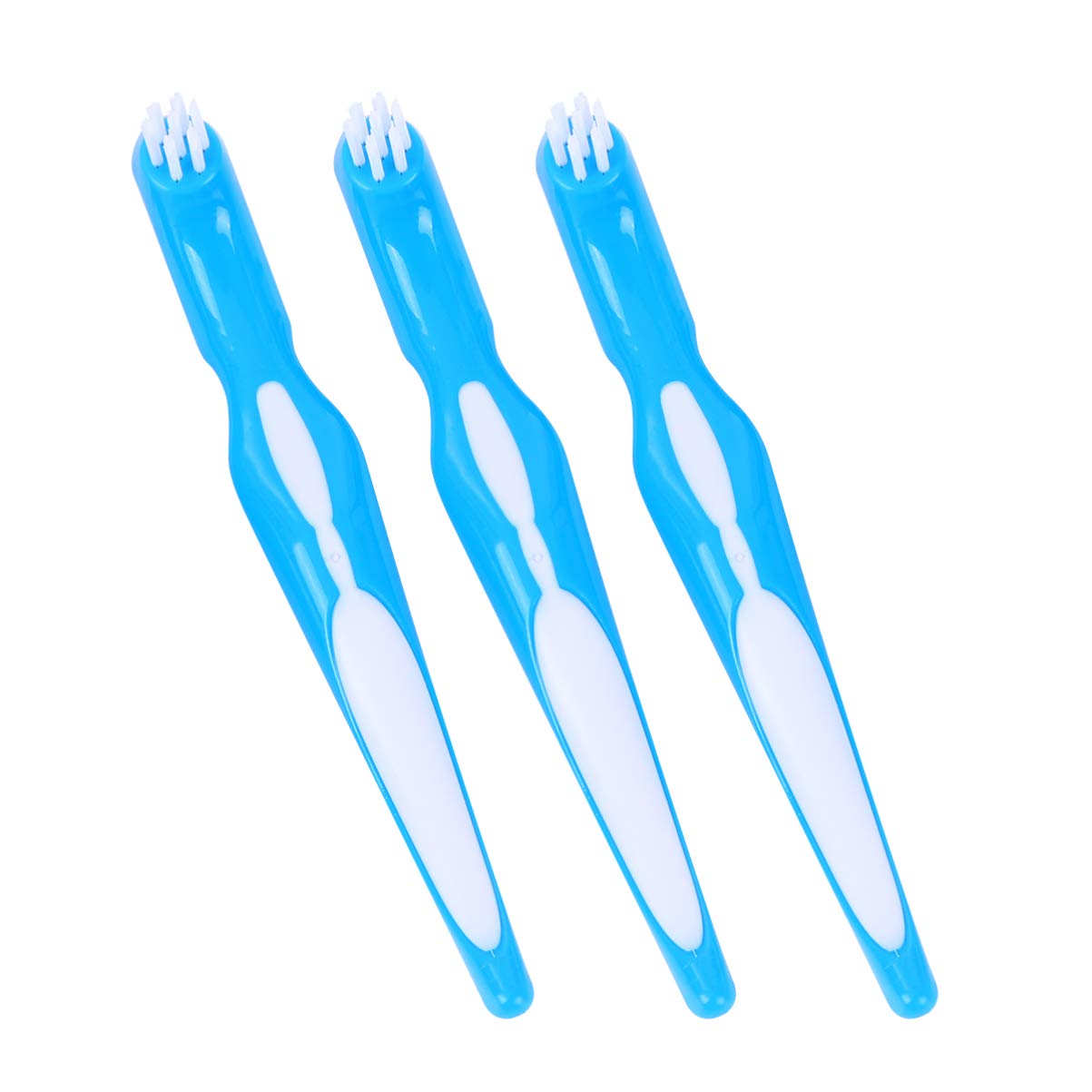 HEALLILY Hard Denture Brush Set - 3 Pack Denture Cleaning Brushes for False Teeth, Dentures & Retainers - Extra Firm Bristles for Deep Cleaning - Perfect for Daily Denture Care at Home or Travel