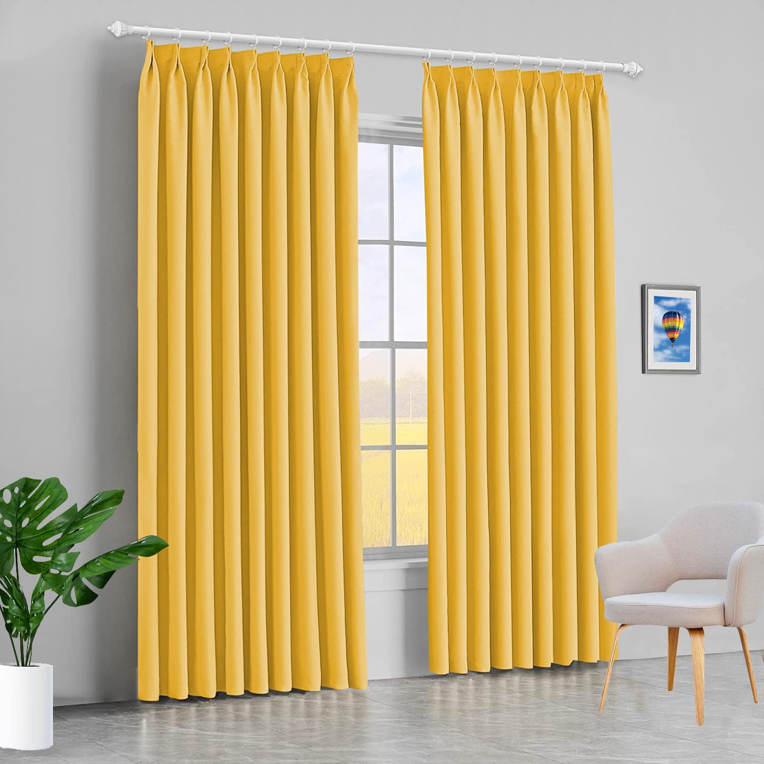 Blackout Double Pinch Pleated Extra Wide Curtains for Living Room & Patio - 84