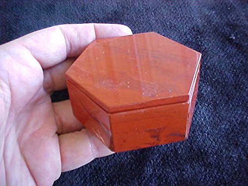 X1701 Gemqz RED Jasper Hexagonal Jewelry Box - Handmade Gemstone Gift Box for Necklaces, Rings & Earrings - Perfect for Wedding, Anniversary & Birthday Gifts