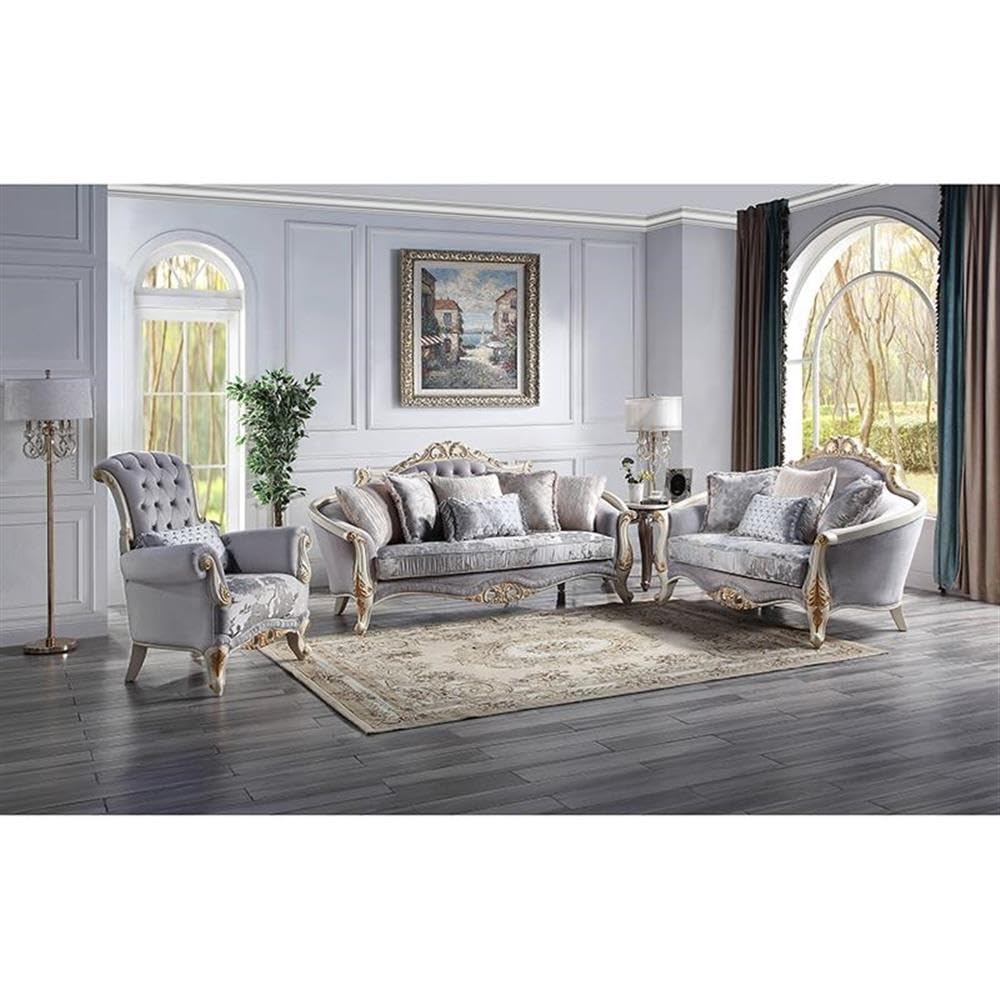 Acme Galelvith Chair with 2 Pillows in Gray - Ergonomic Lounge Chair for Living Room, Bedroom & Office - Comfortable Seating for Relaxing, Reading & Working