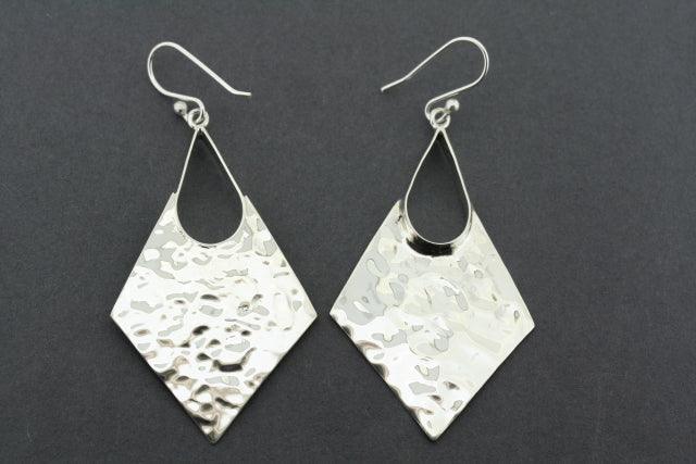 Large Battered Earrings with Diamonds - Vintage Boho Chic Jewelry for Women - Perfect for Parties, Weddings & Everyday Wear