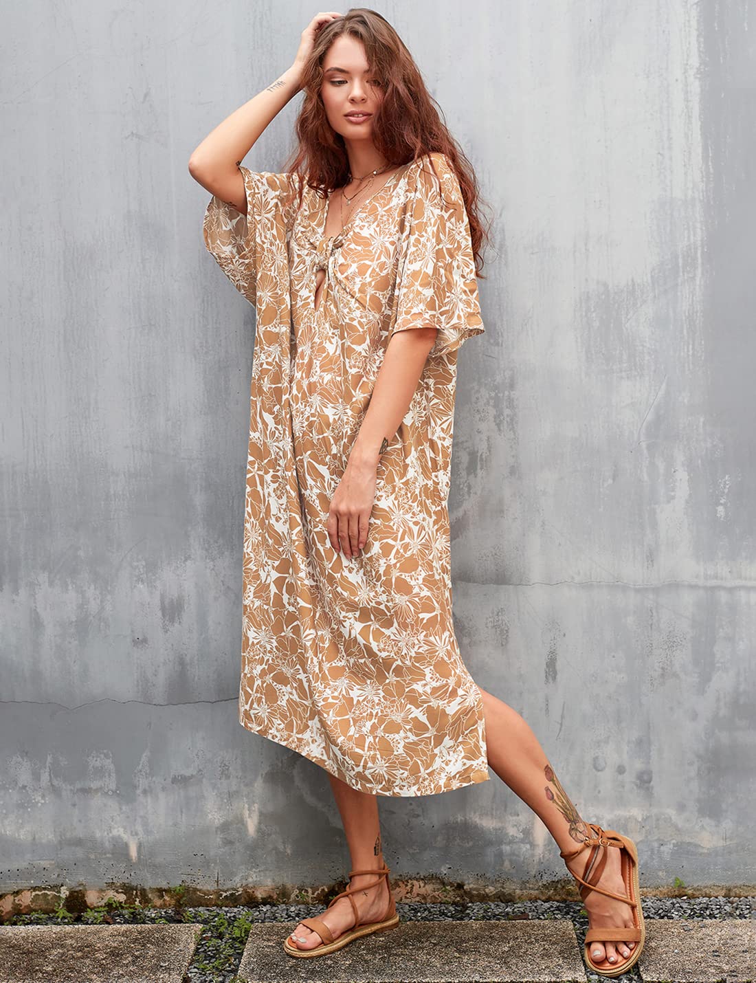 AILUNSNIKA Women's Beach Cover Up - Long Turkish Kaftan Dress for Swimwear, Bikini, Pool & Vacation | Lightweight Summer Beachwear for Resort, Cruise & Tropical Getaways