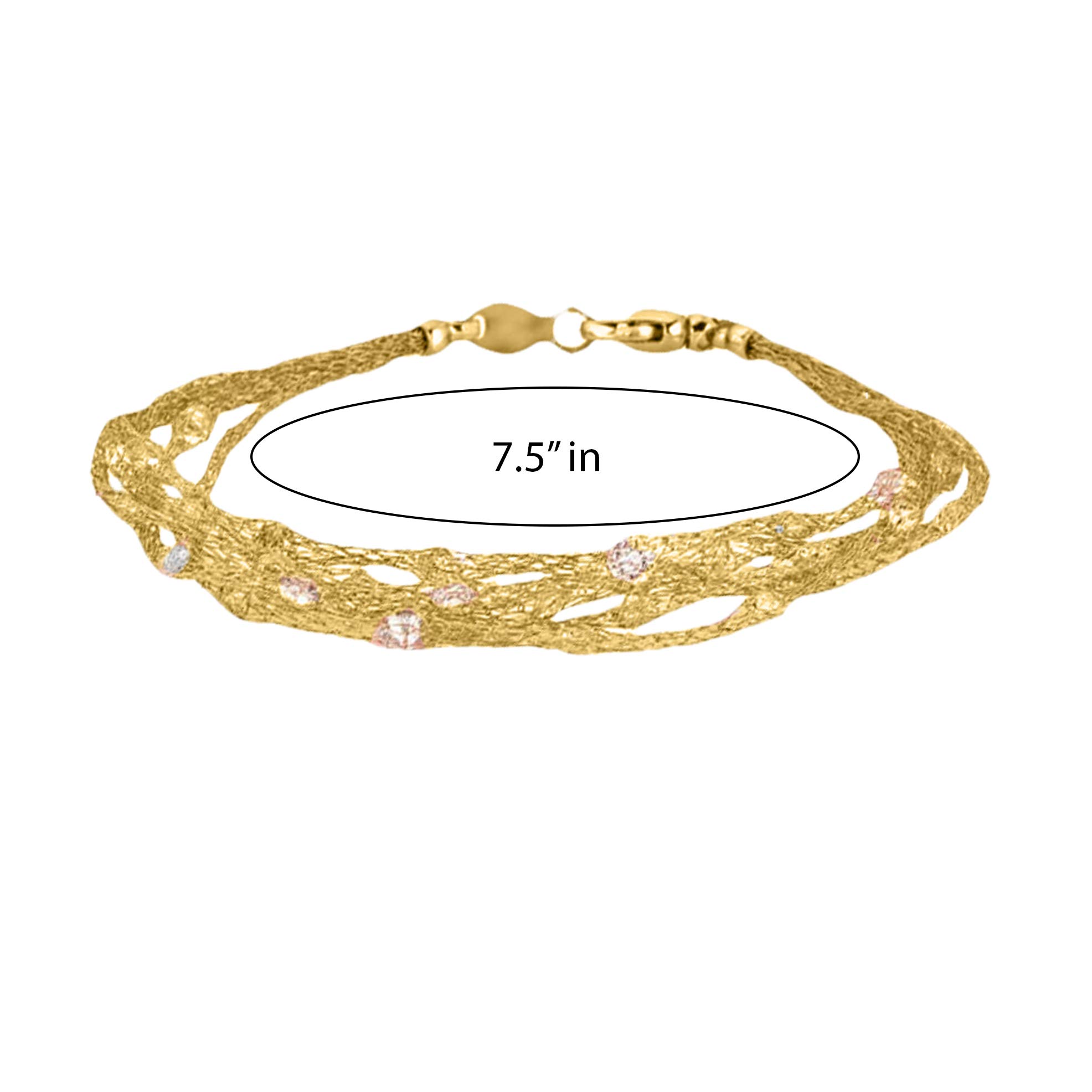 925 Sterling Silver Floating Gemstone Multi-Strand Bracelet for Women | Elegant 7.5