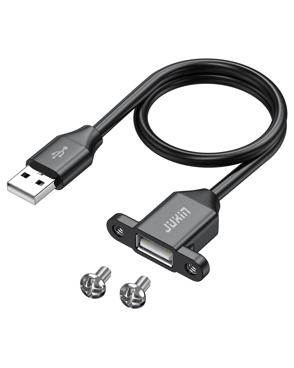 2-Pack USB 2.0 Extension Cable with Mounting Ears - 1.5FT for Cabinets & Panels