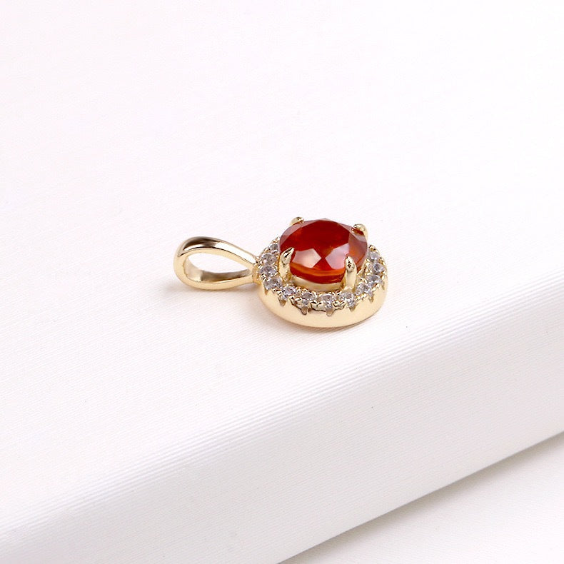 Spessartine Garnet Red Halo Birthstone Pendant Necklace & Charm | January Birthstone Jewelry | Perfect for Valentine's Day Gifts & Anniversary Presents | TB1650