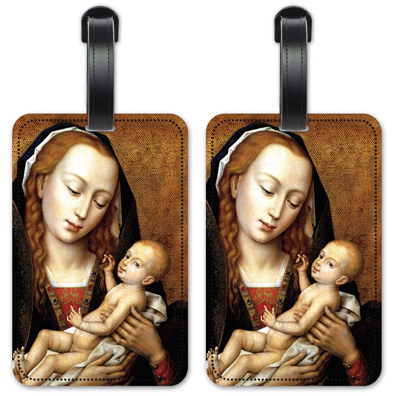 Virgin and Child Luggage ID Tags - Set of 2 Personalized Suitcase Identification Cards for Travel - Perfect for Airports, Cruise Ships & Family Trips