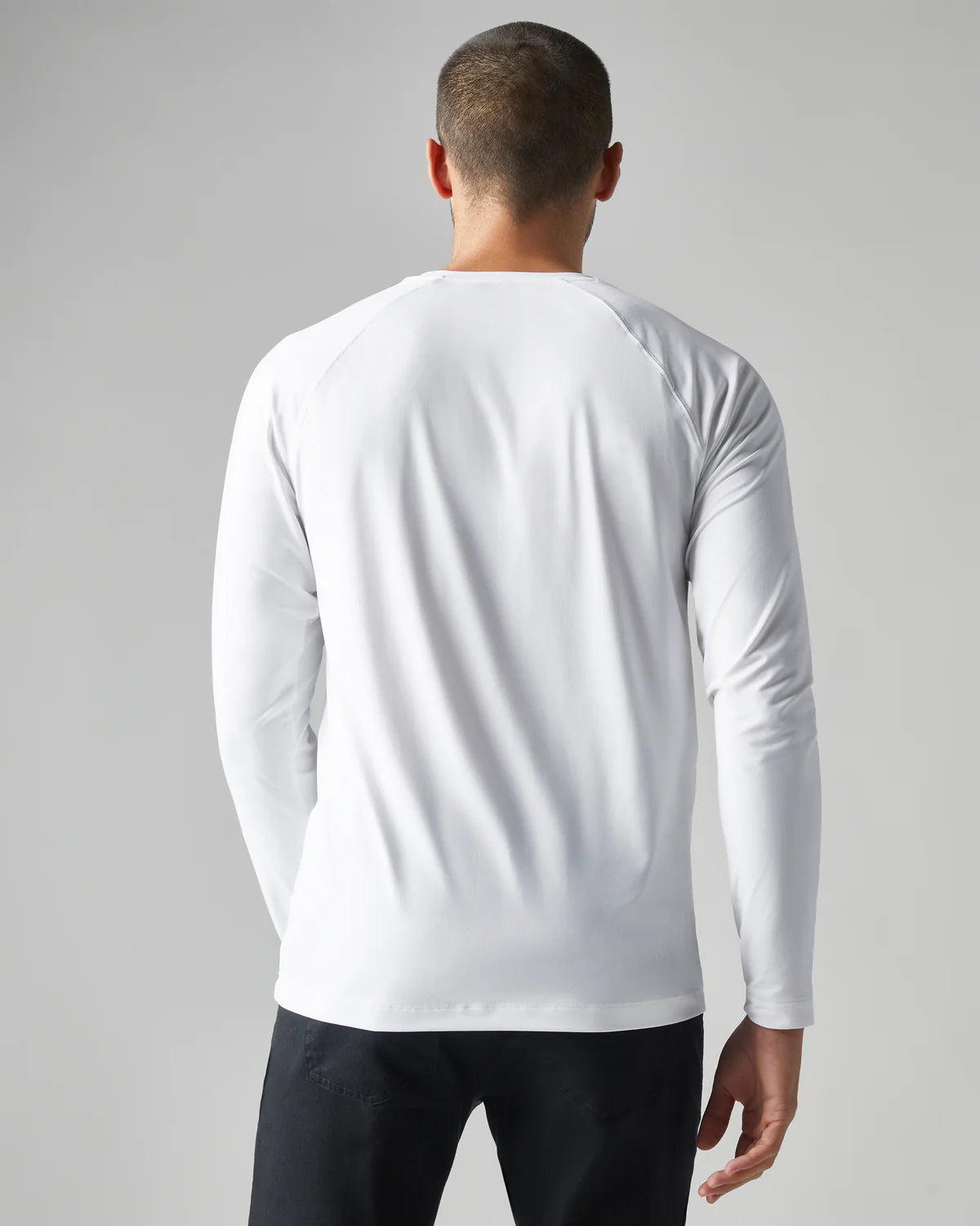 Rhone Men's Reign Long Sleeve Performance T-Shirt - Moisture Wicking, Breathable, Slim Fit Workout Shirt for Gym, Running & Training (White)