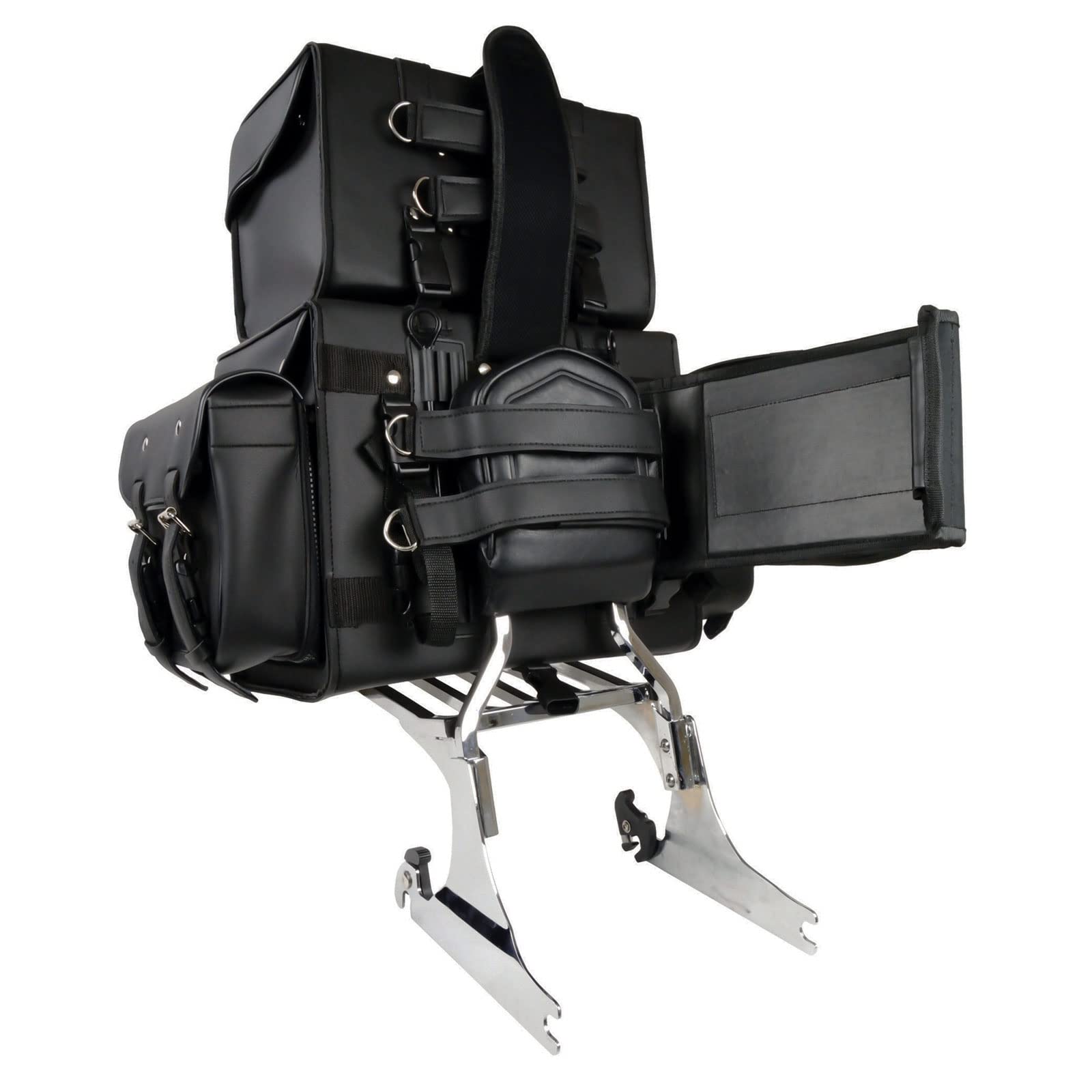 Milwaukee Leather SH65001 Large Black PVC 4-Piece Motorcycle Touring Tail Bag - Waterproof Storage for Road Trips & Adventure Riding - Perfect for Harley, Honda, Yamaha Bikes